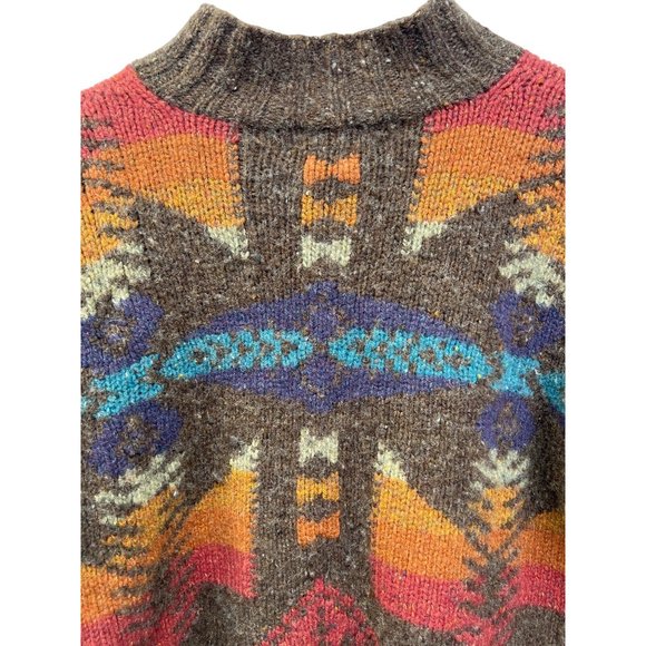 Rare 90's Hand Knit For Lauren Ralph Lauren Aztec Chunky Sweater - Picture 7 of 8